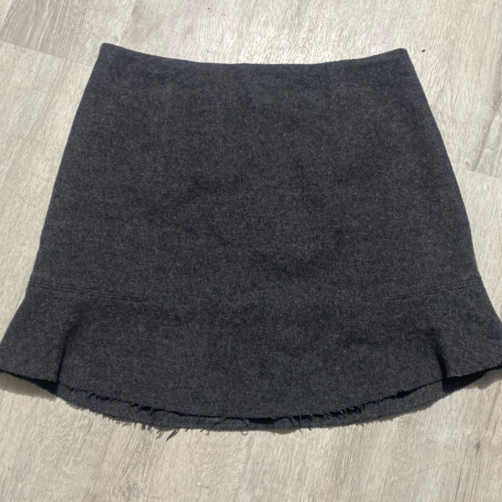 NWT Madewell Wool Charcoal Raw Hem Mini Skirt
